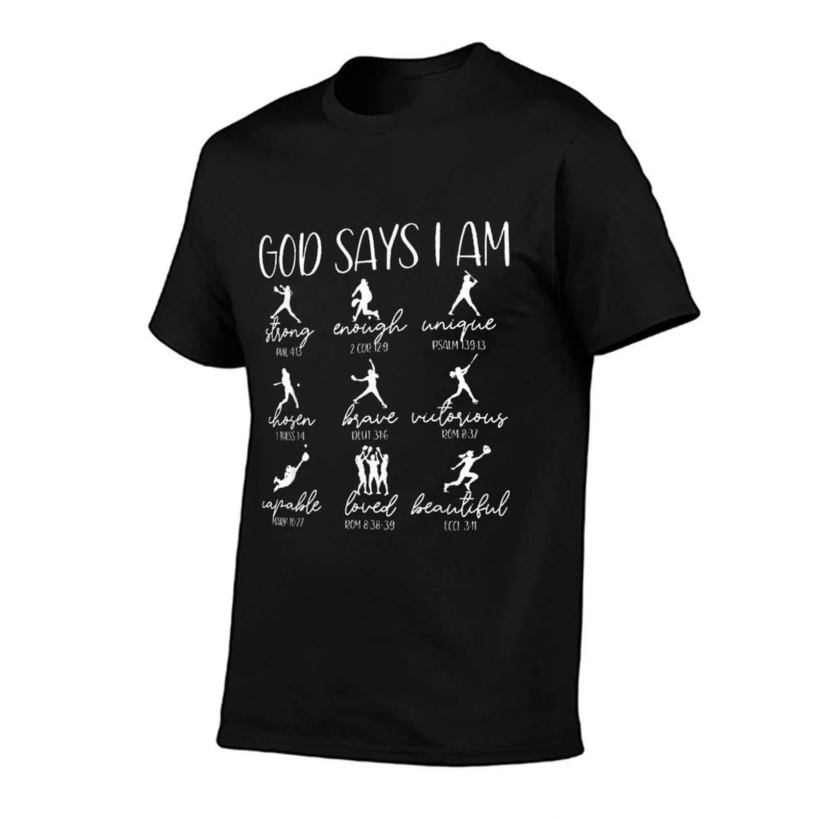 God Says I Am Bible Verse Religious Christian Softball Girls T-Shirt