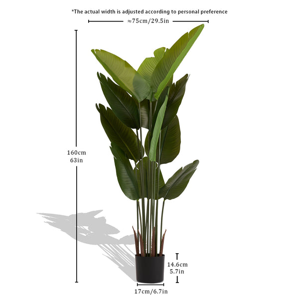 Artificial Bird of Paradise Plant 160cm Tall Faux Tropical Palm Tree Green Plastic Indoor Outdoor Decoration