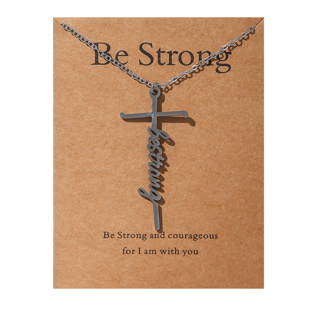 Faith Religious Gift Stainless Steel Cross Collarbone Chain Sweater Chain
