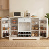 47.2 Inch Sideboard Cabinet with Door Shelves and 10-Bottle Wine Rack-White