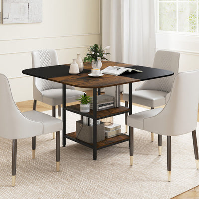 47.5 inch Modern Dining Table  Square Kitchen Table with Mix-colored Tabletop-Rustic Brown