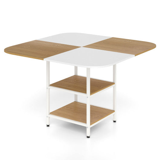 47.5 inch Modern Dining Table  Square Kitchen Table with Mix-colored Tabletop-Natural