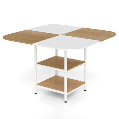47.5 inch Modern Dining Table  Square Kitchen Table with Mix-colored Tabletop-Natural