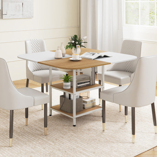 47.5 inch Modern Dining Table  Square Kitchen Table with Mix-colored Tabletop-Natural