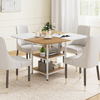 47.5 inch Modern Dining Table  Square Kitchen Table with Mix-colored Tabletop-Natural