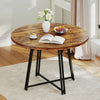 47 Inch Dining Table for 4-6 People Round Kitchen Table with Cross Base-Rustic Brown