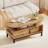 47 Inch Oval Coffee Table with Storage and Open Compartments for Living Room-Natural