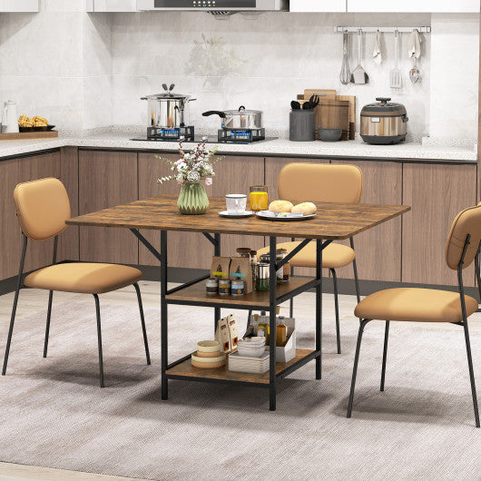 47 Inch Rectangular Dining Table with 2 Open Storage Shelves and Sturdy Metal Legs for 4-6-Rustic Brown costway2