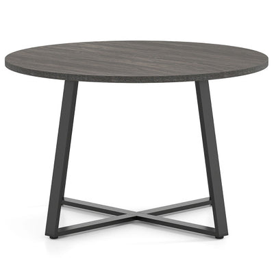 47 Inch Round Dining Table with Stable X-shaped Base and Round Thickened Tabletop-Grey