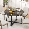 47 Inch Round Dining Table with Stable X-shaped Base and Round Thickened Tabletop-Grey