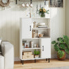 47 Inch Storage Cabinet Freestanding Bookcase with 2 Doors and 4 Open Shelves-White