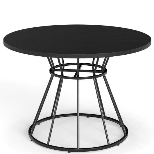 47 Inches Round Dining Table for 4 Farmhouse Kitchen Table with Wooden Tabletop-Black