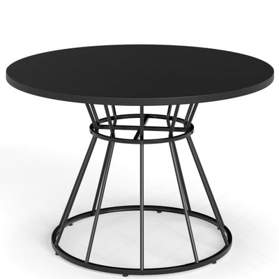 47 Inches Round Dining Table for 4 Farmhouse Kitchen Table with Wooden Tabletop-Black