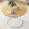 47 Inches Round Dining Table for 4 Farmhouse Kitchen Table with Wooden Tabletop-Natural