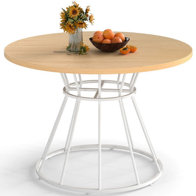 47 Inches Round Dining Table for 4 Farmhouse Kitchen Table with Wooden Tabletop-Natural