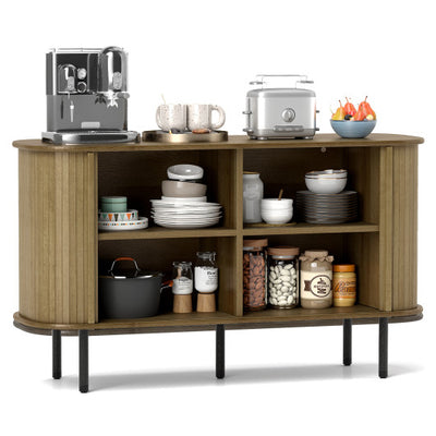 47 Inch Sideboard Buffet Cabinet with Adjustable Shelves for Kitchen Dining Room Living Room Entryway-Oak