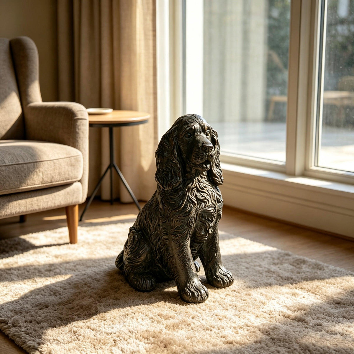 18'' Antique Finish Realistic Sitting Cocker Spaniel Dog Statue