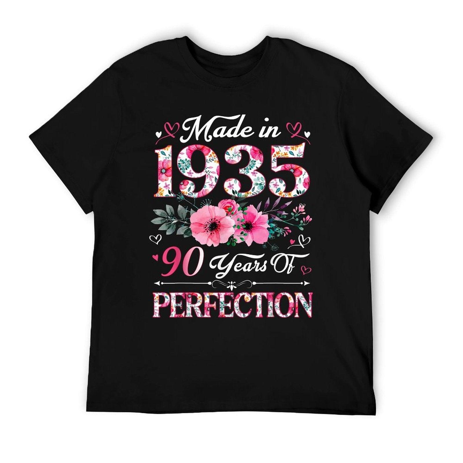 90 Year Old Made In 1935 Floral 90th Birthday Women T-Shirt