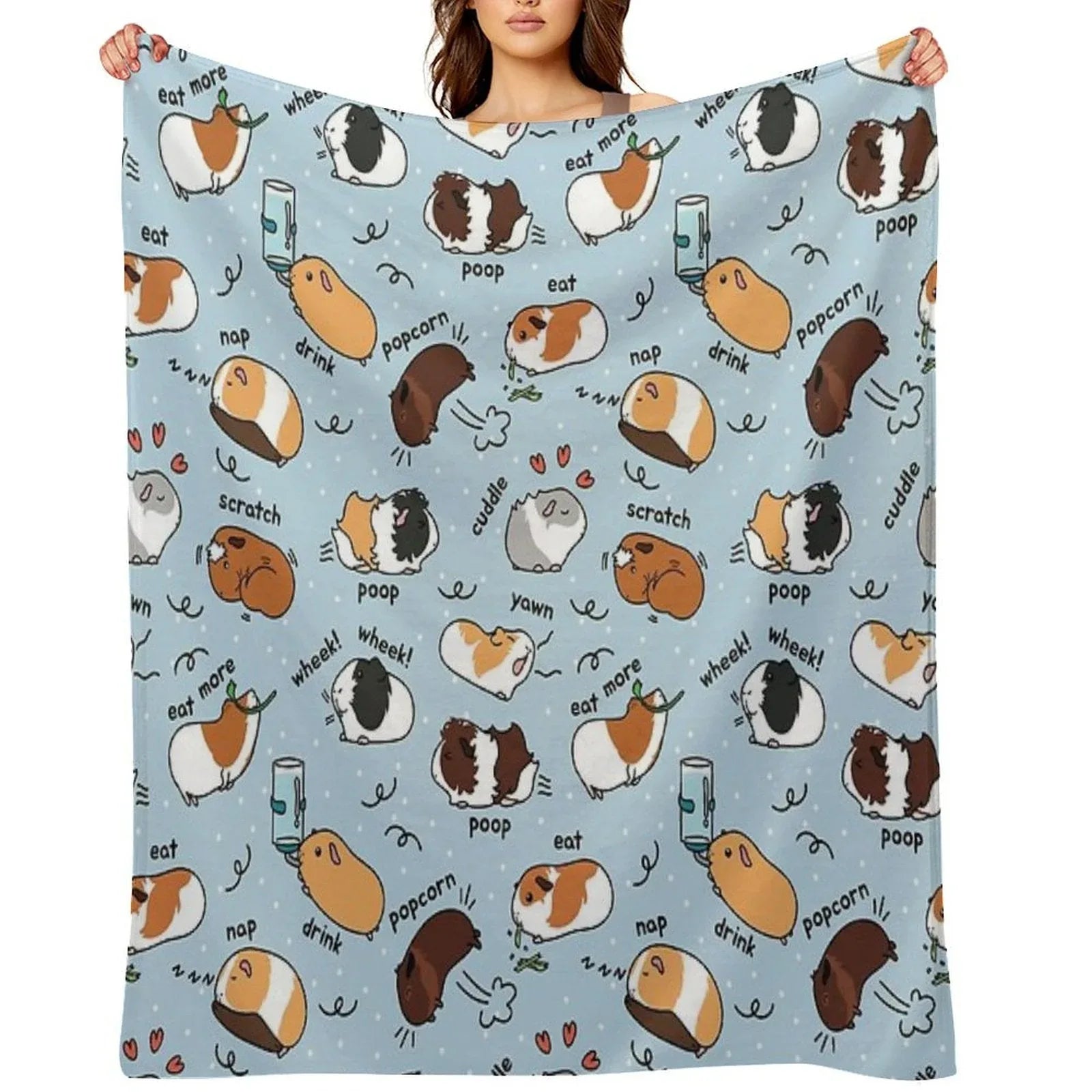 Guinea Pig Daily To-Do List - Blue Background Throw Blanket