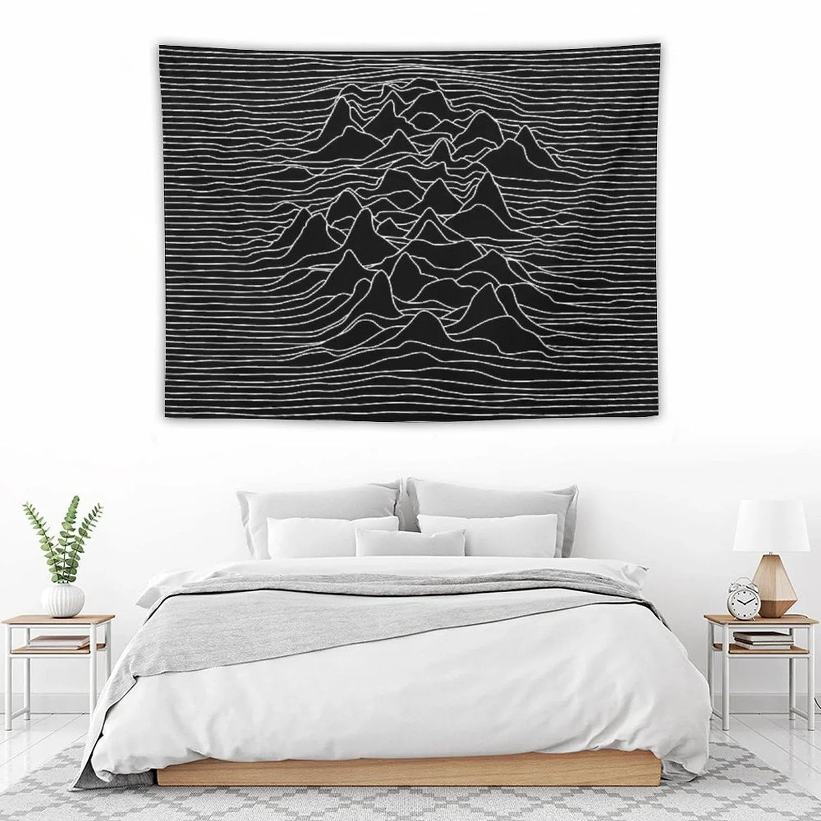 Black And White Illustration - Sound Wave Graphic  - Black Tapestry