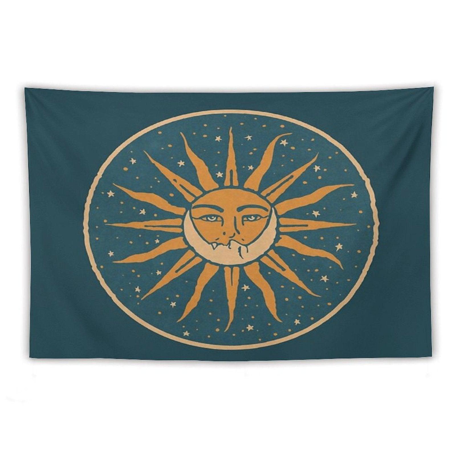 Sun And Moon  Vintage Tapestry