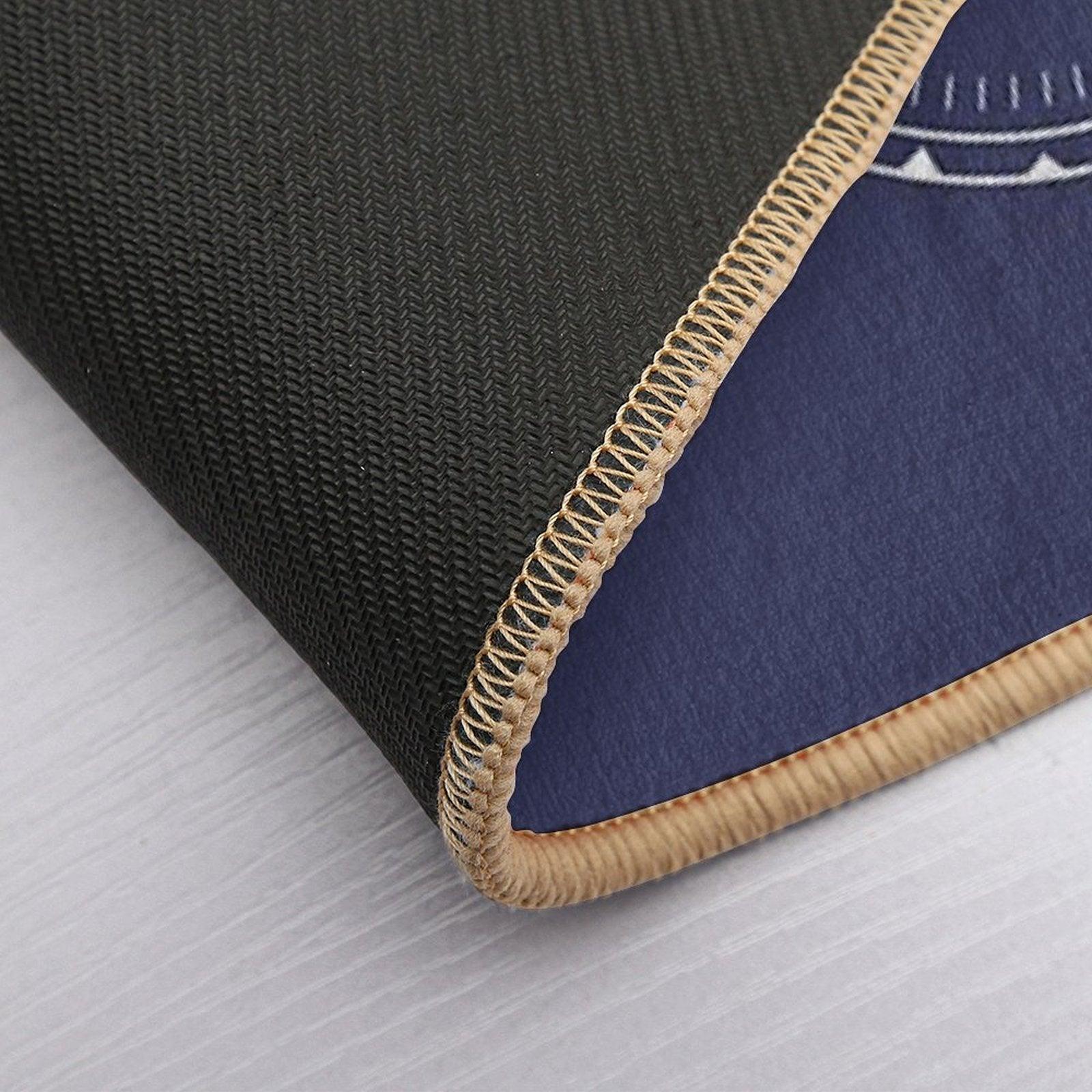 Navy Blue And White Nautical Ships Compass Rose Bath Mat