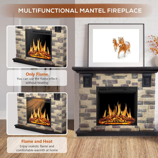 48 Inch Electric Fireplace Stone Mantel Package Y4926 Kismile