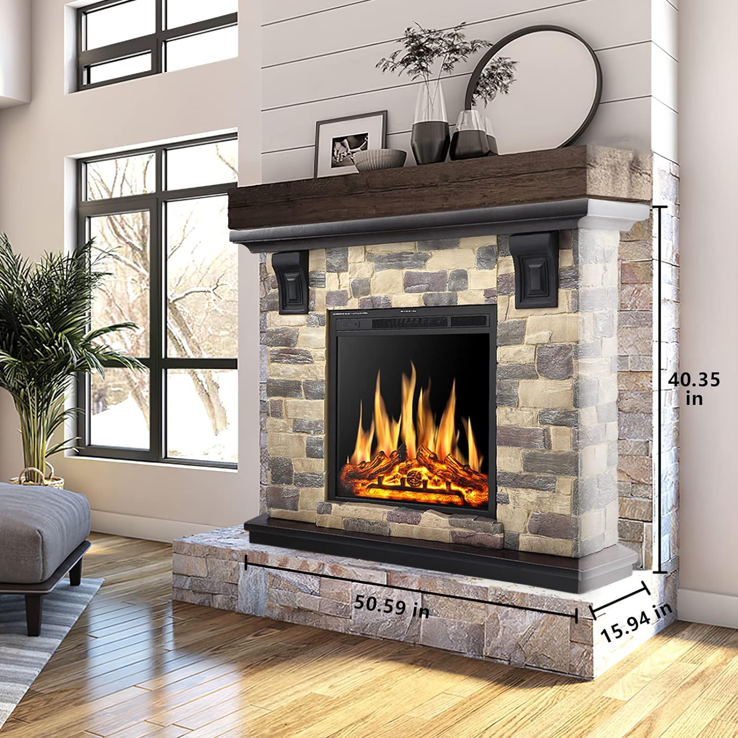 48 Inch Electric Fireplace Stone Mantel Package Y4926 Kismile