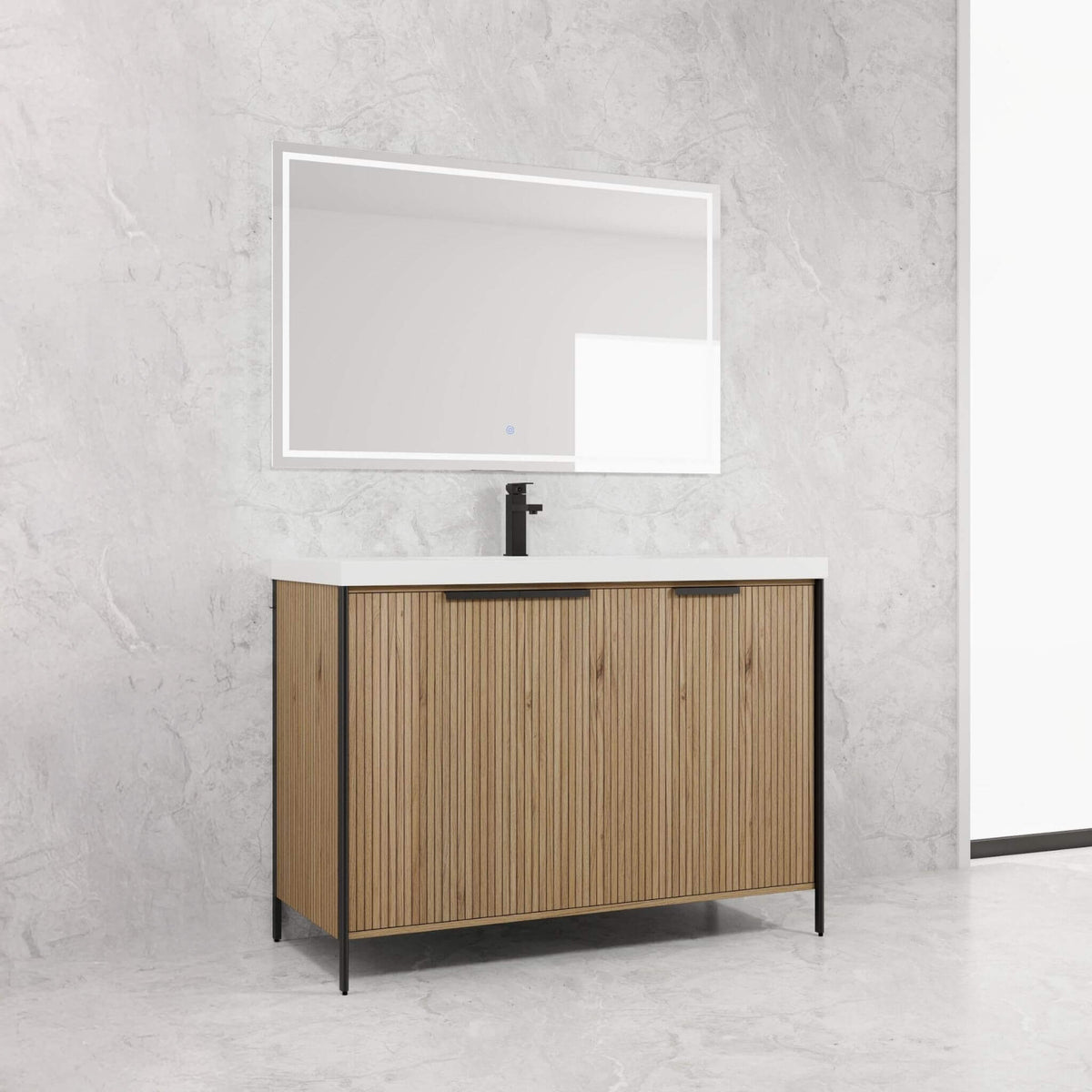 48-Inch Modern Light Coffee Freestanding Vanity With Resin Sink (SAK97502)