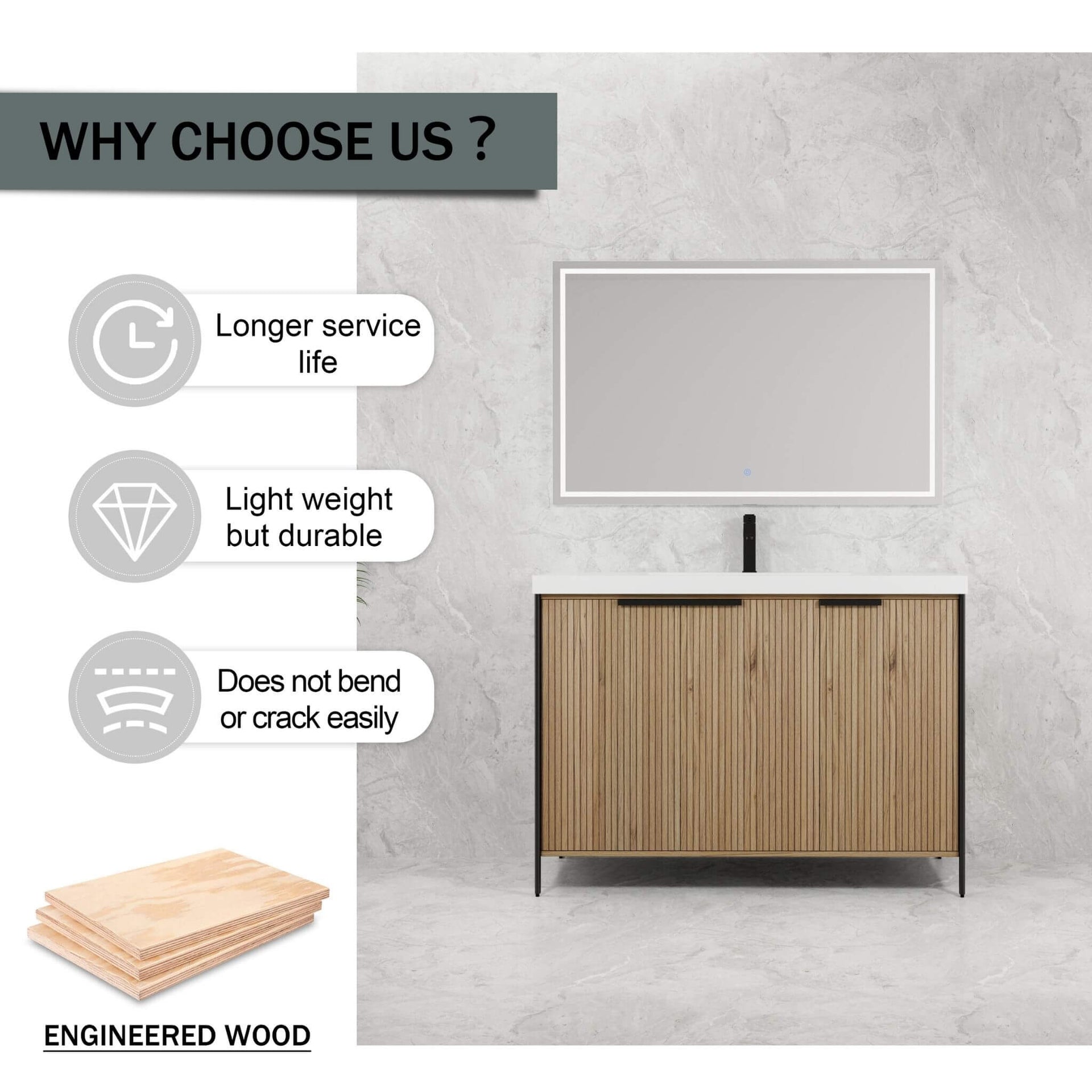 48-Inch Modern Light Coffee Freestanding Vanity With Resin Sink (SAK97502)
