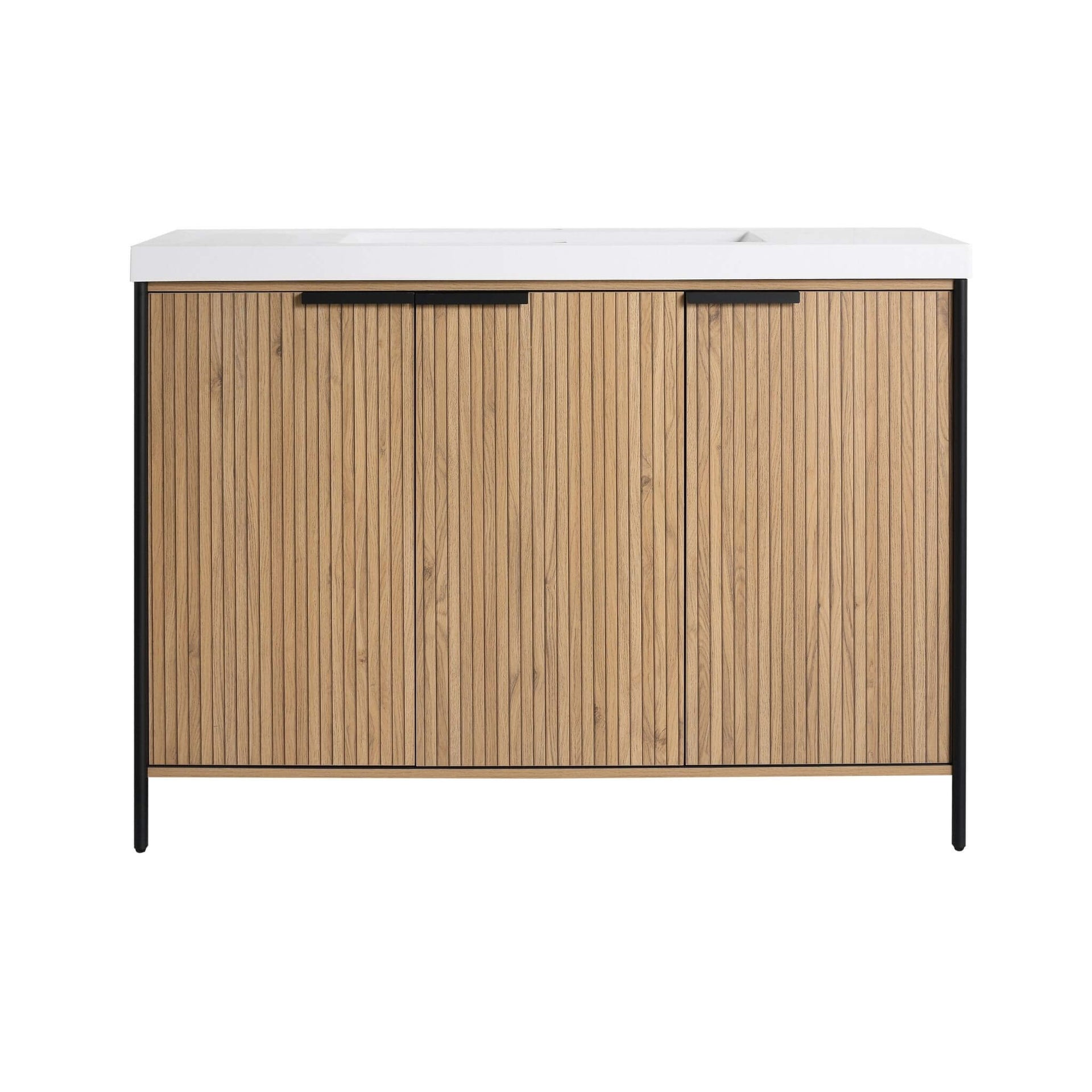 48-Inch Modern Light Coffee Freestanding Vanity With Resin Sink (SAK97502)
