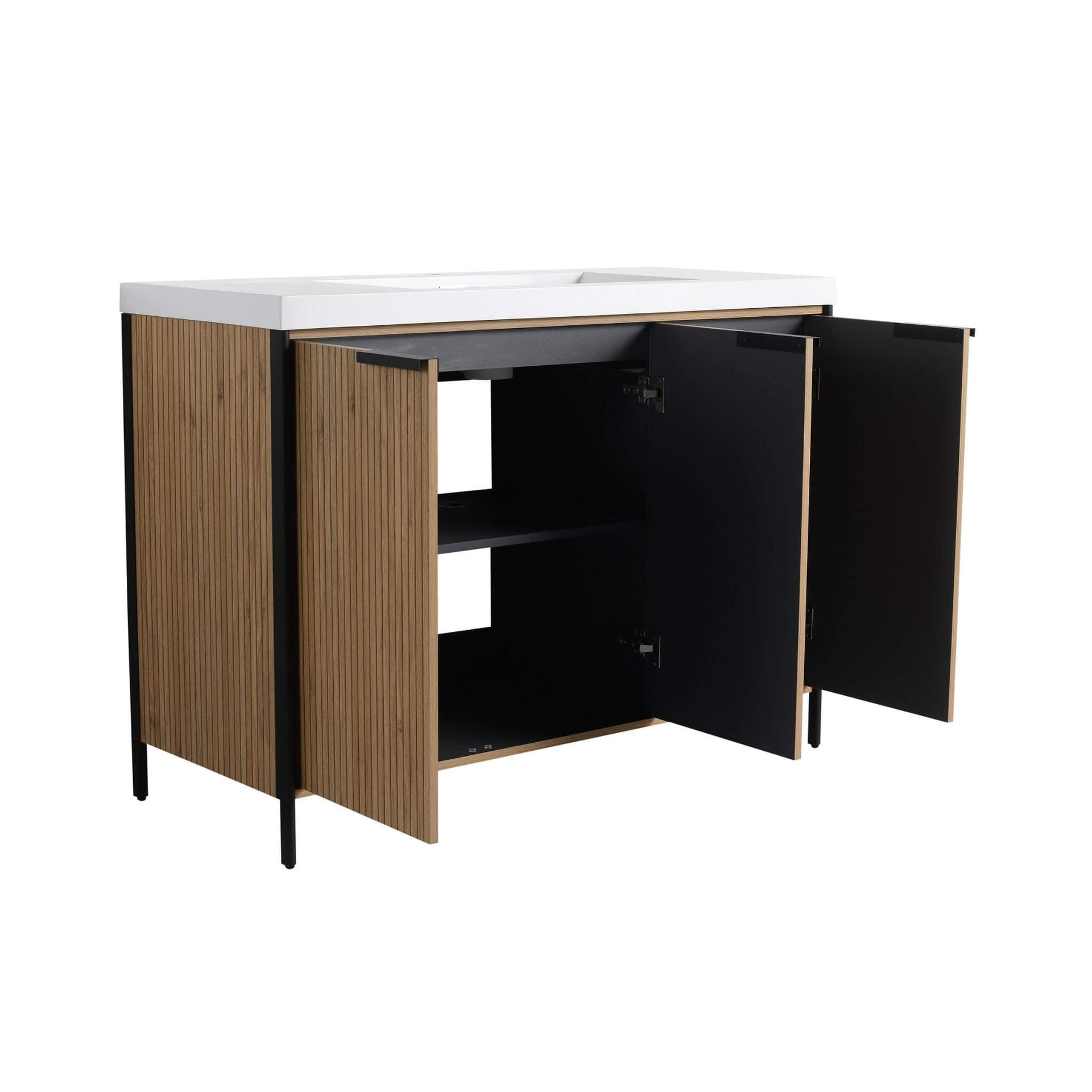 48-Inch Modern Light Coffee Freestanding Vanity With Resin Sink (SAK97502)