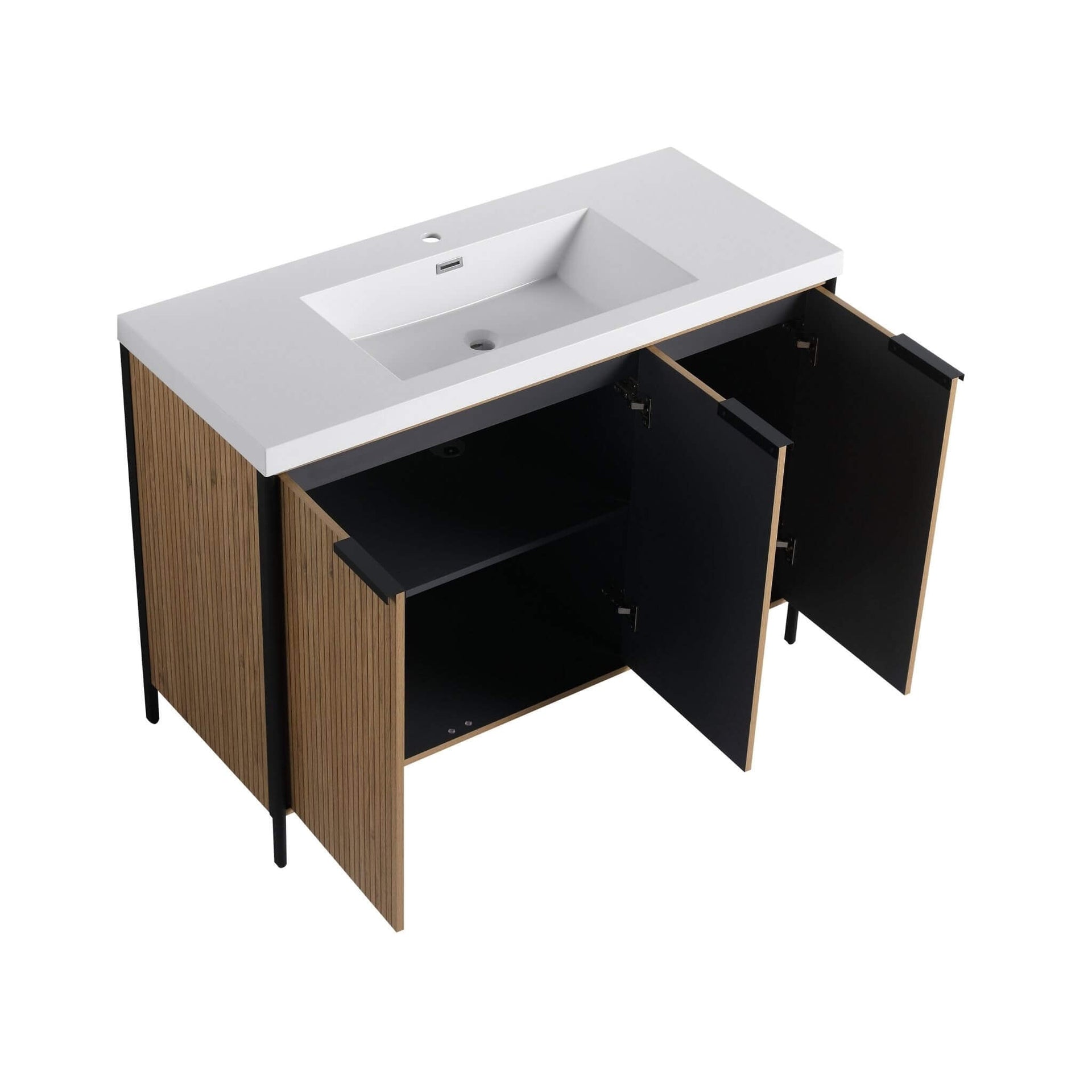48-Inch Modern Light Coffee Freestanding Vanity With Resin Sink (SAK97502)