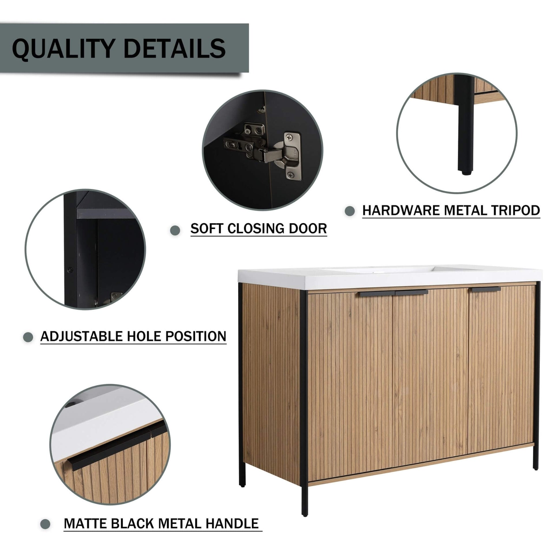 48-Inch Modern Light Coffee Freestanding Vanity With Resin Sink (SAK97502)