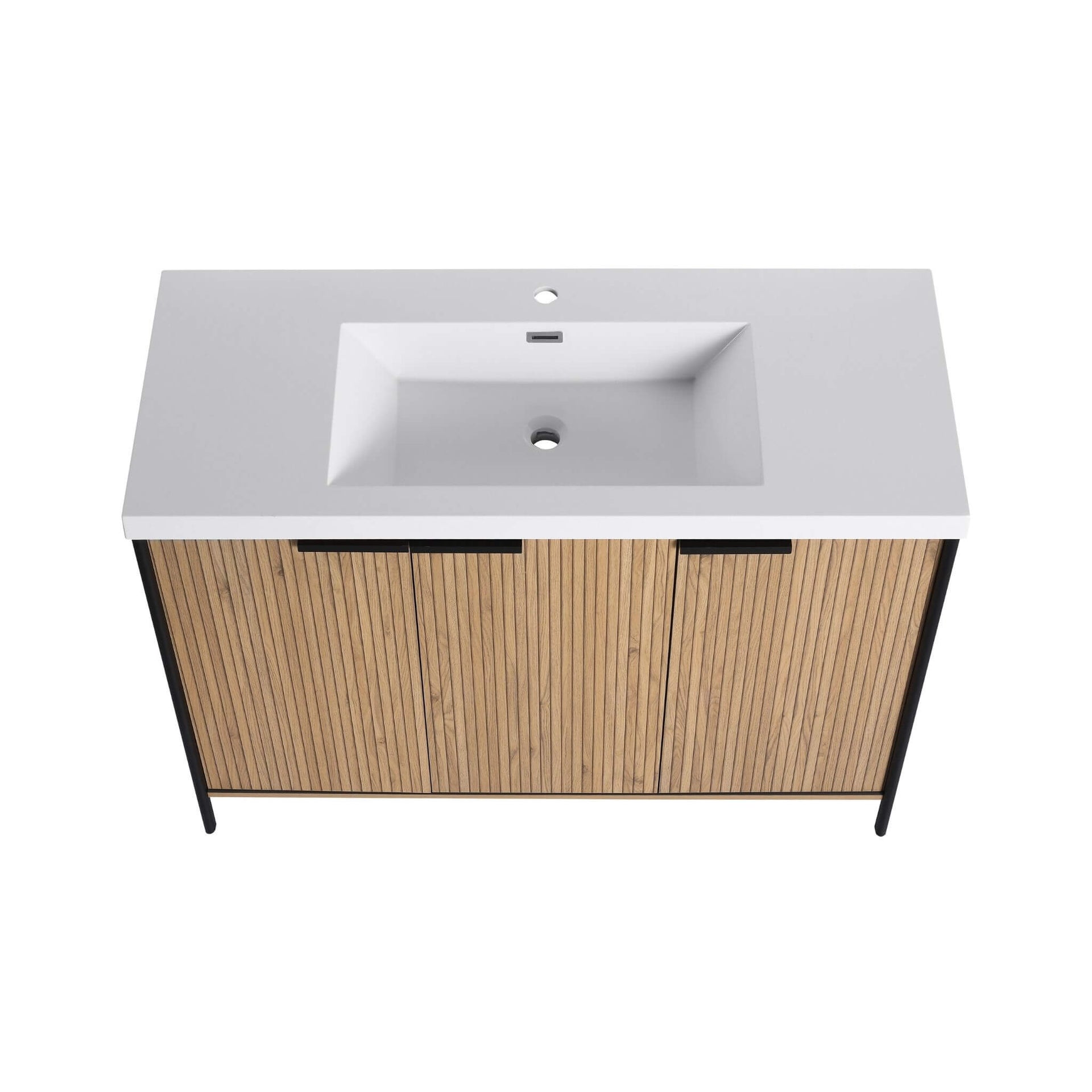 48-Inch Modern Light Coffee Freestanding Vanity With Resin Sink (SAK97502)