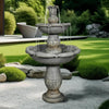 Concrete Carved 2 Tier Outdoor Water Fountain 48 Inch