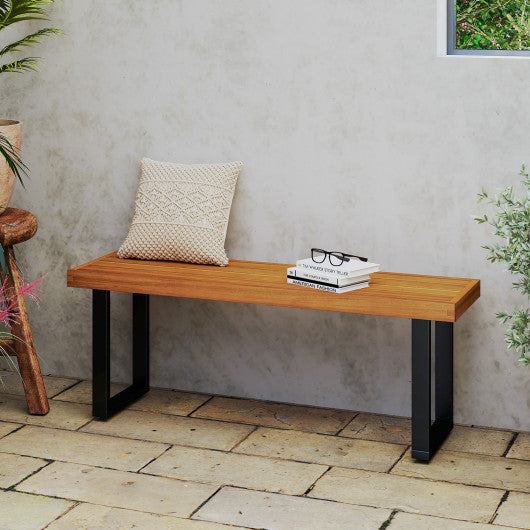 Acacia Wood Outdoor Bench 48 Inch Long Patio Dining Bench-Set of 2