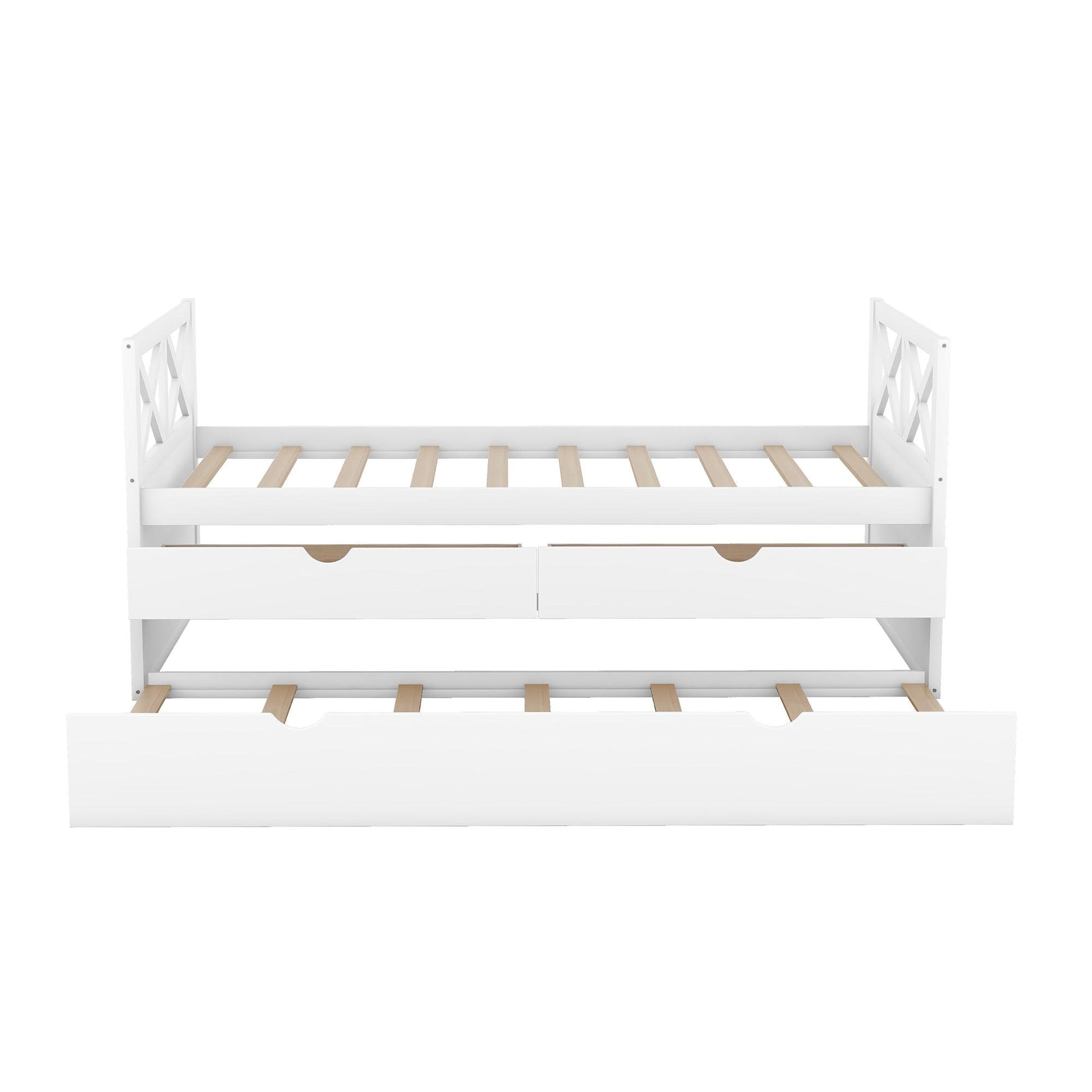 Multi-Functional Daybed with Drawers and Trundle  White