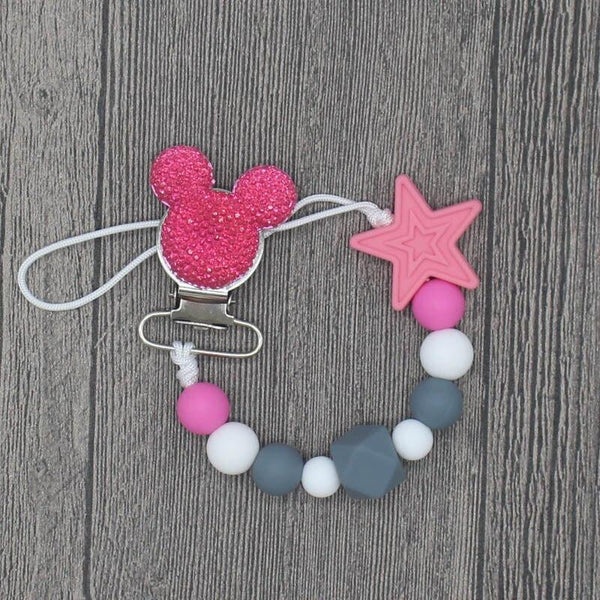 Silicone Round Beads and Star Beads Pacifier Clip Chain Strap Cute Dummy Nipple Leash Strap for Infant Toddler Baby Feeding
