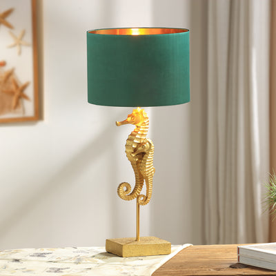 Golden Seahorse Pair Desk Lamp (E26 Base Bulb not included)