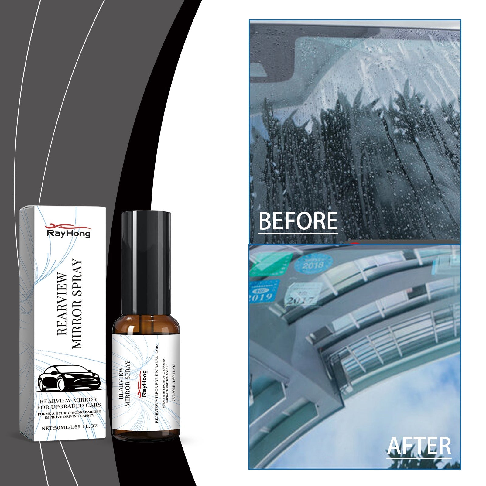 Car Window Rain Spray, Decontamination Descaling Water Stains Improve Vision Rearview Mirror Cleaning