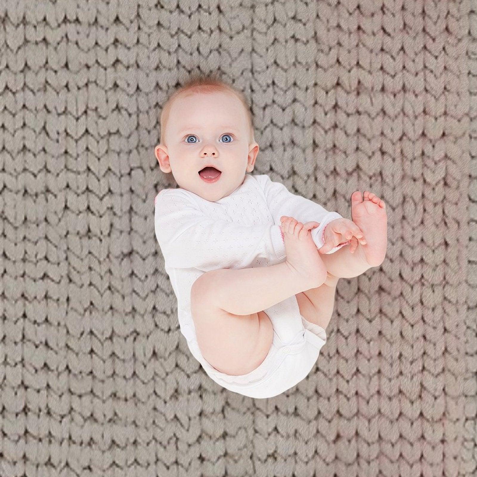Pastel Knitted Texture in Soft Stripes Throw Blanket