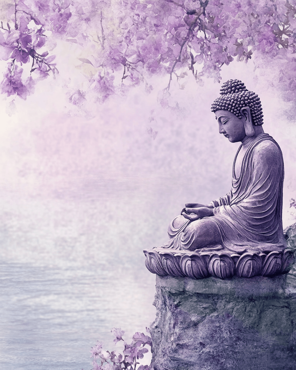Zen Art Prints – Lavender Buddha Meditation Wall Art with Acid Free Matte
