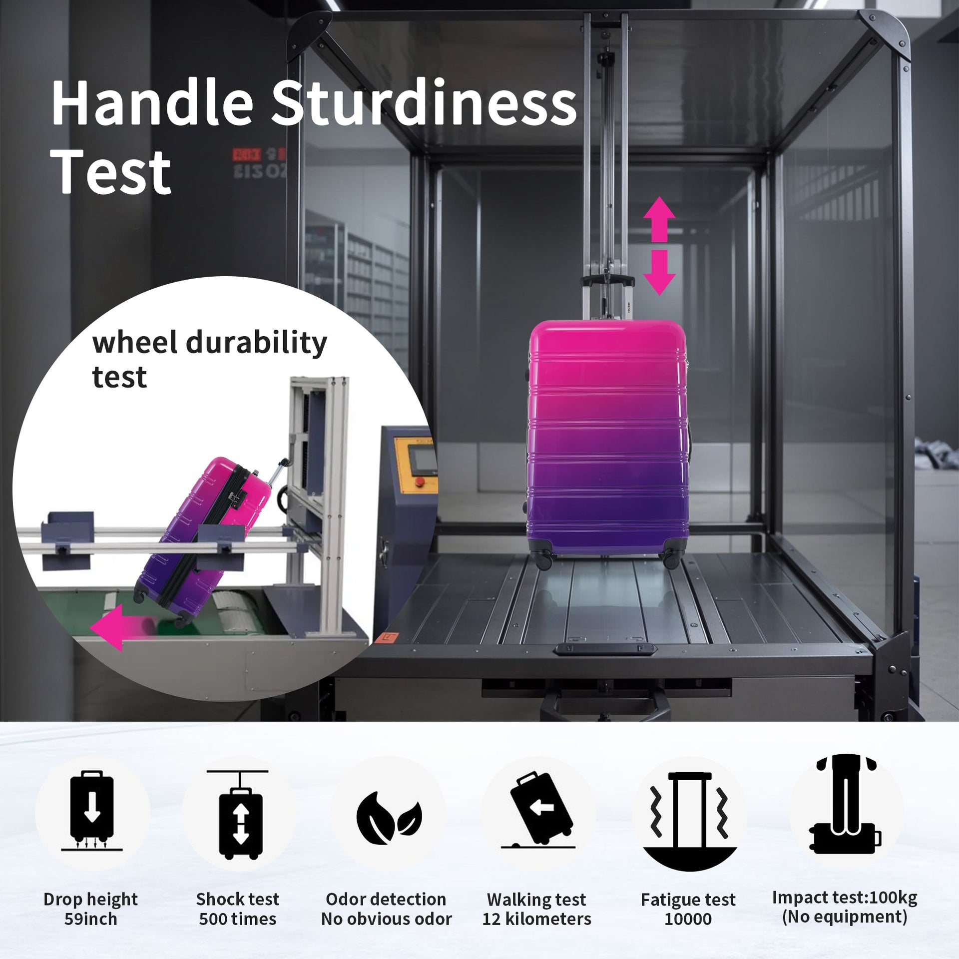 Hardshell Luggage Sets 3 Piece Gradient Color Expandable Suitcase with Spinner Wheels and TSA Lock Lightweight 20' 24' 28' Available,Purple and Pink