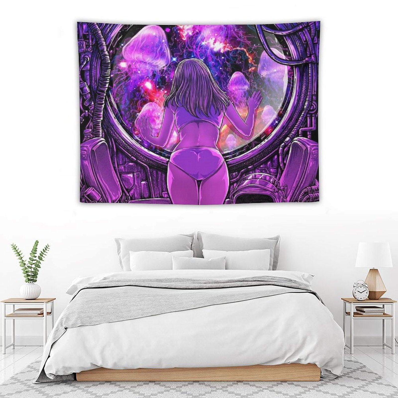 A Girl in Purple Room Tapestry