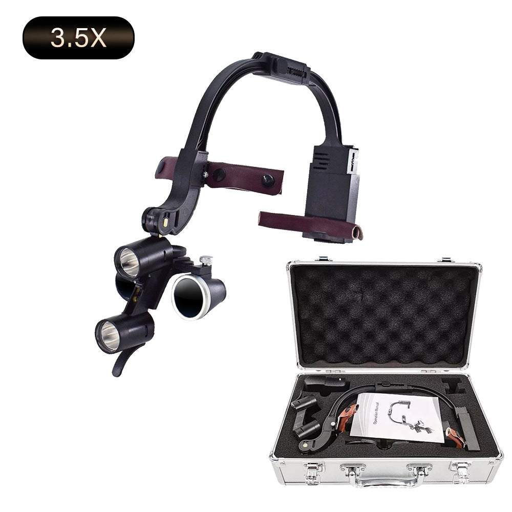 Dental oral head mounted magnifier with headlight HD orthopedic ENT optical instrument magnifying lens light