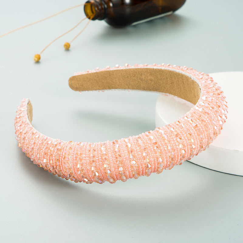 Hair Hoop Hand-woven Beaded Head Hoop Female Baroque Sponge Hair Bundle Korean Face Wash Hair Accessories