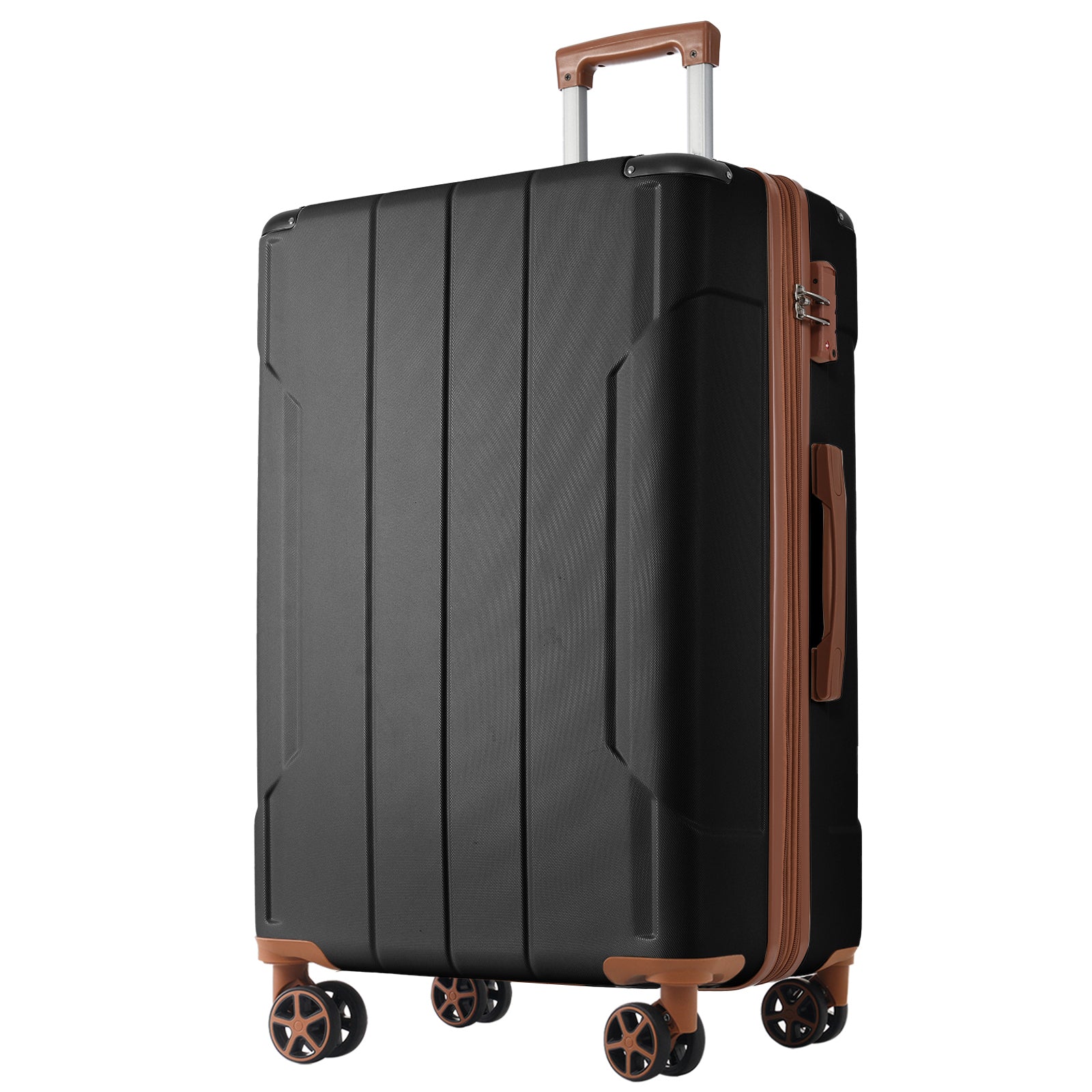 Luggage Sets 2 Piece, Hardshell ABS Lightweight and Expandable(only 28') Suitcases with Double Wheels, Carry-on Luggage, 2-Piece Set (20/28), Black Brown