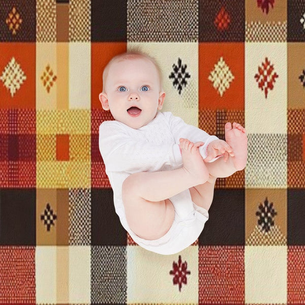 Autumn-Inspired Checkered Pattern Print Lightweight Throw Blanket