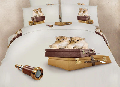 Dolce Mela 100% Cotton 6 Piece Animal Print Bedding Duvet Cover Sheet Set - Baby Leopards Print